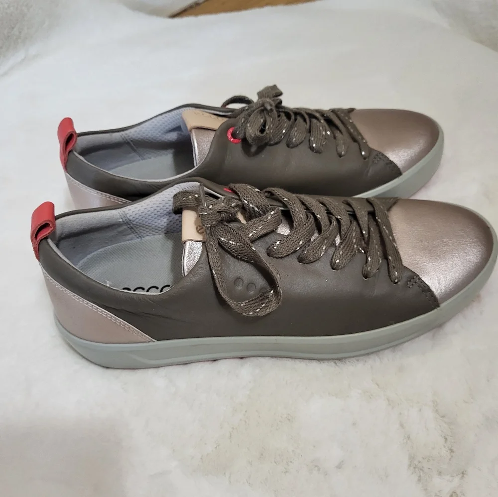 Ecco Womens Gray Leather golf shoes Sz 39 - Picture 4 of 6